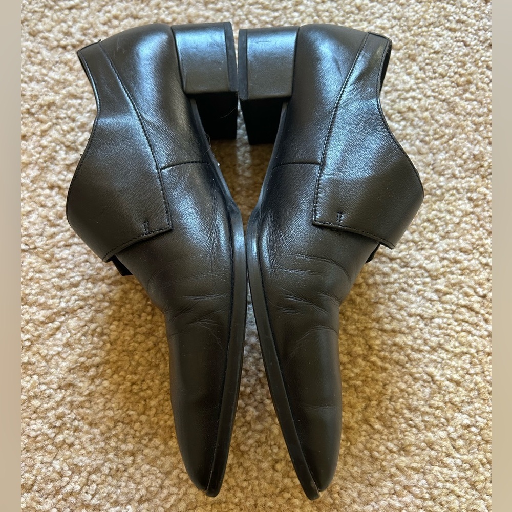 ZARA Black Leather Pointed Toe Dress Shoes Size 8 - Picture 4 of 8
